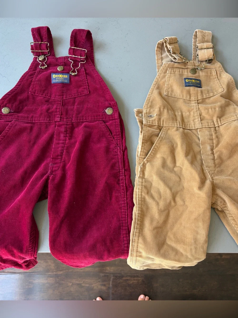 OshKosh B'gosh Corduroy Overalls in Burgundy and Tan